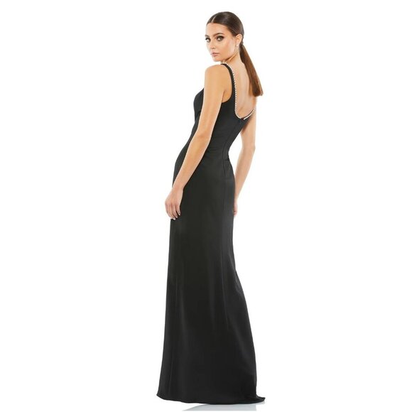 FLAW -Mac Duggal Sleeveless Crystal Scoop Neckline Column Gown High Slit 6 #9849 - Picture 6 of 10